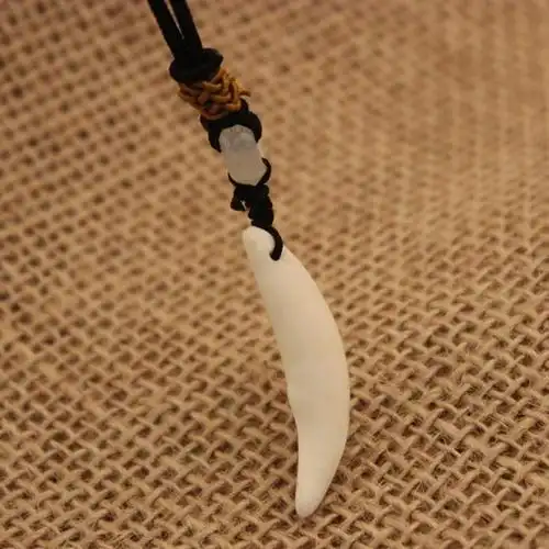 黑狗牙避邪压惊保平安项链狼牙吊坠情侣项链野生狗牙齿宝宝护身符棕色