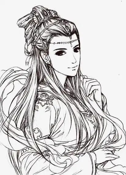 画女生侧脸闭眼简笔画简单彩色古风人物简笔画侧脸初学古装美男简笔画