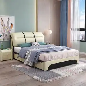 单人床1.2米 家用一米二单人床1.35米真皮现代简约儿童床小户型