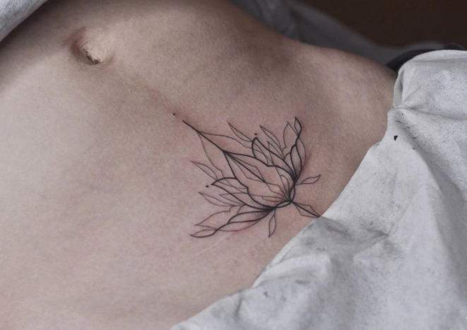 女生个性腹部纹身图案大全好看的剖腹产疤痕遮盖2