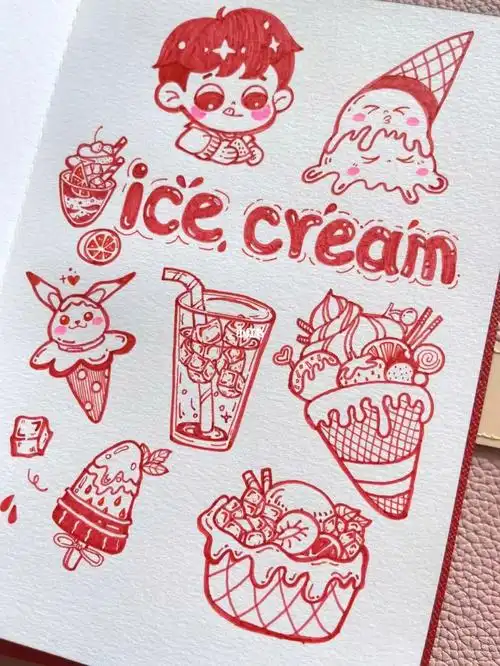 零基础手绘涂鸦冰淇淋夏天简笔画