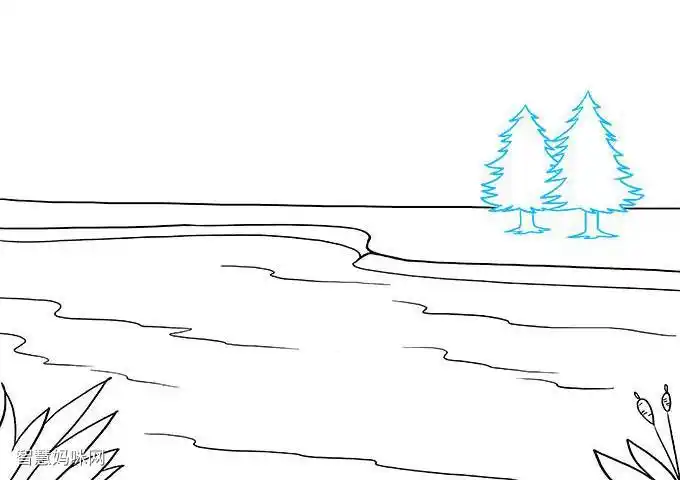 春天的湖景怎么画-图3春天的湖景怎么画-图2春天的湖景怎么画-图1简笔
