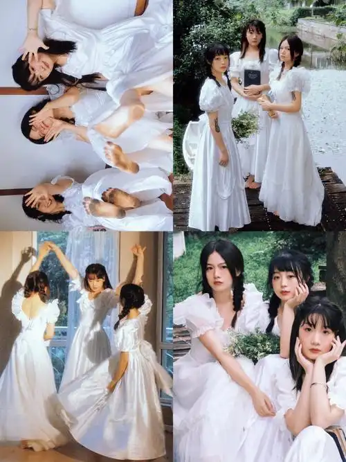 3人闺蜜婚纱写真客片#三人闺蜜  #闺蜜写真  #复古婚纱  #闺蜜拍照