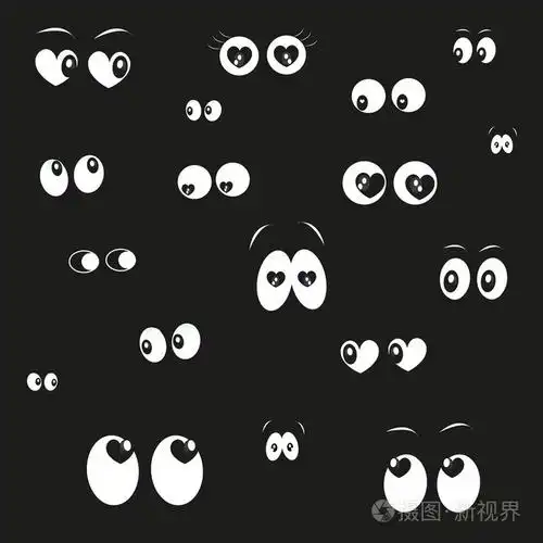 在与心向量背景的黑眼睛中发光
