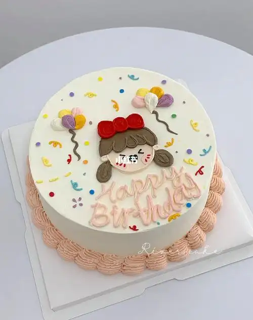 可爱手绘小女孩女宝宝生日蛋糕
