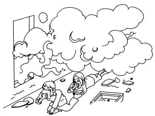 儿童简笔画火灾逃生的简单画法