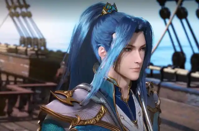 唐三又换造型了,披发加素色长衫,比前世模还要帅气