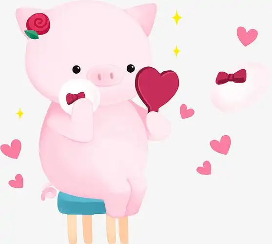 2019c4d粉色照镜子小猪新年装饰