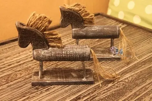 【宅原品】特价日式zakka风格 原木小摆件 小木马小马驹