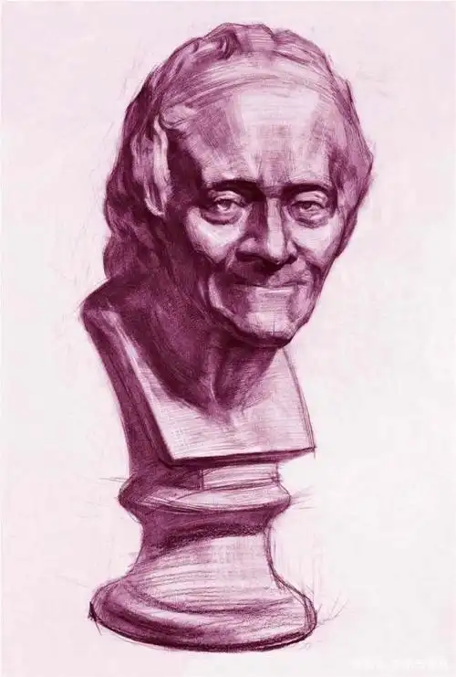 石膏像素描:伏尔泰像明暗画法