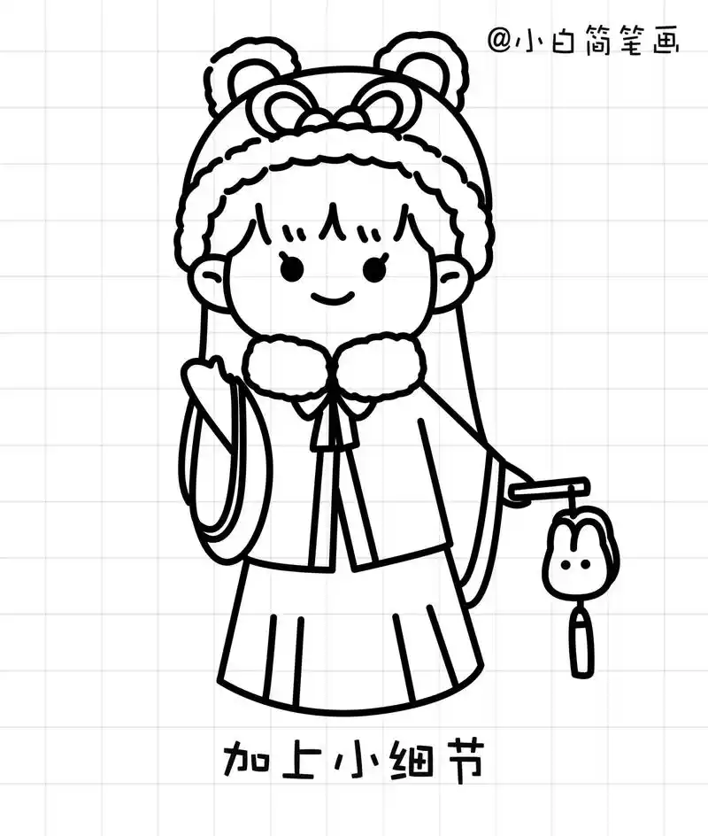 8-12岁古风仙气汉服画女孩正面简笔画 - 抖音