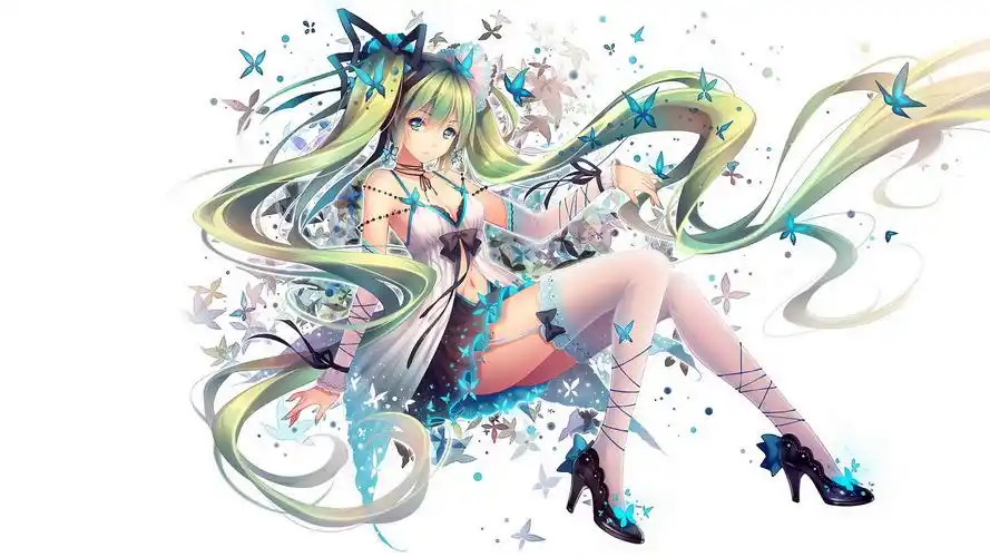 初音未来vocaloid漂亮美少女蝴蝶美丽梦幻好看动漫壁纸