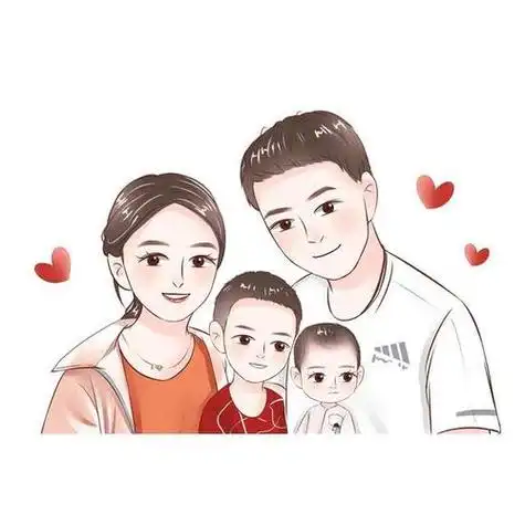 一家四口家中俩男宝卡通头像 卡通头像图片大全 -【爱个性】