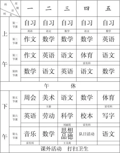 小学教育 其它课程 五年级其它课程 > 五年级课程表西江镇中心小学