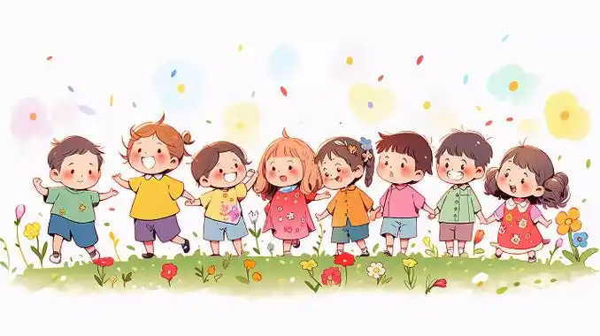 幼儿园可爱卡通小孩开心玩耍插图幼儿园招生教育海报人物插画儿童