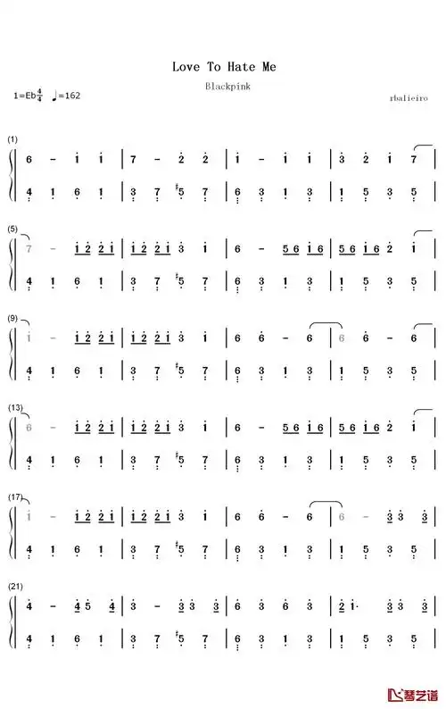 lovetohateme钢琴简谱数字双手blackpink