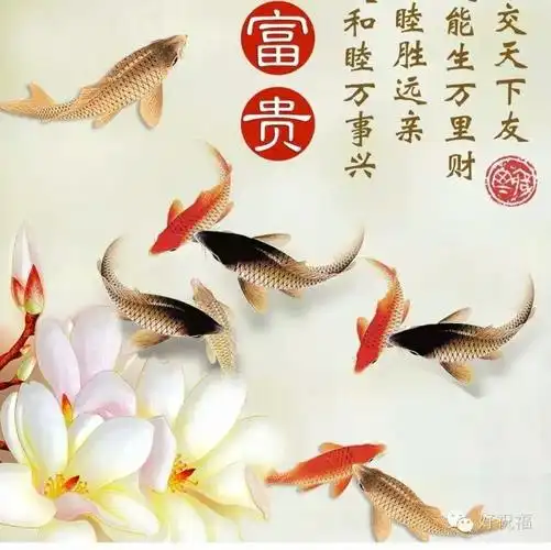 富贵九鱼图:富贵吉祥,年年有鱼.