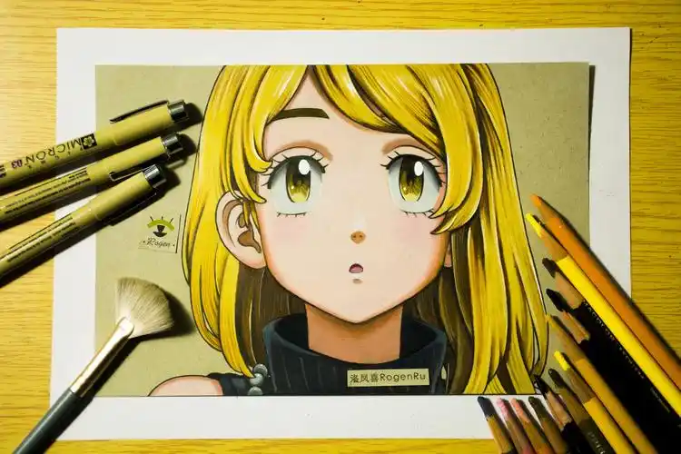 油性彩铅手绘二次元动漫人物:佐野艾玛,完成#手绘 #二次元