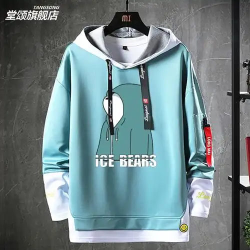 咱们icebear裸熊国民老公白熊欧美卫衣飘带上衣衣服男女潮牌外套