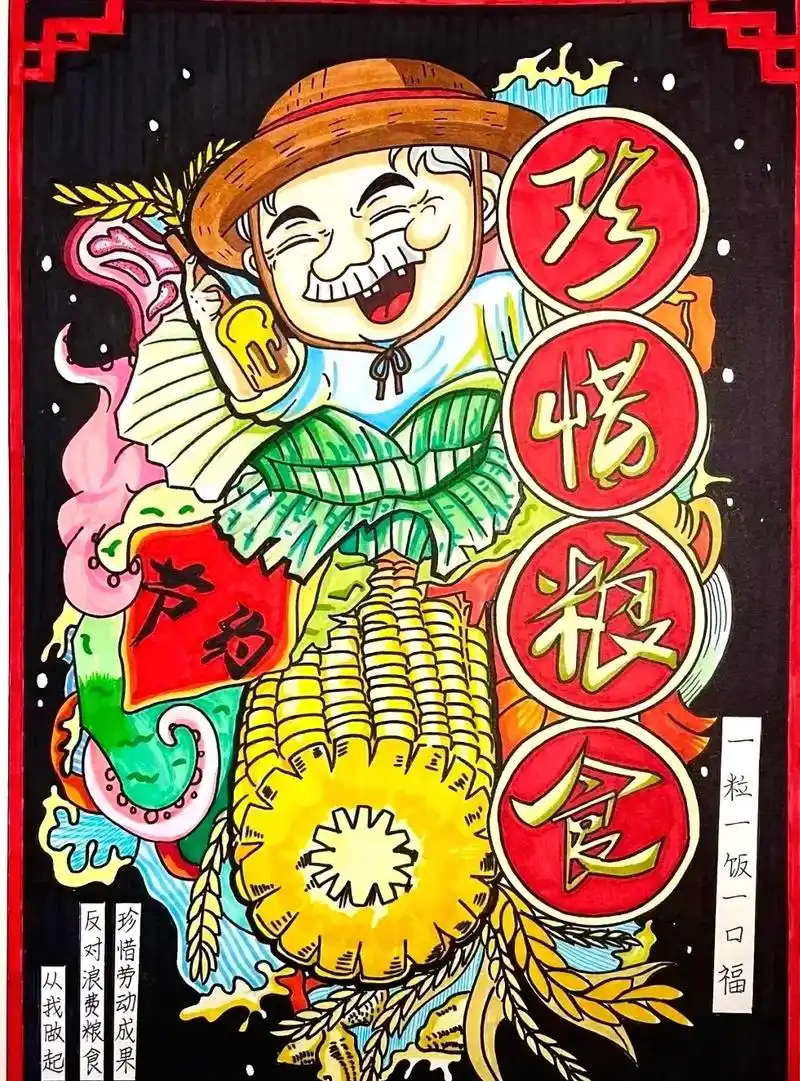 珍惜粮食的绘画适合小学生