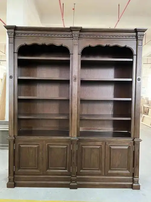 美式胡桃木色大书柜上档次不过时的颜色