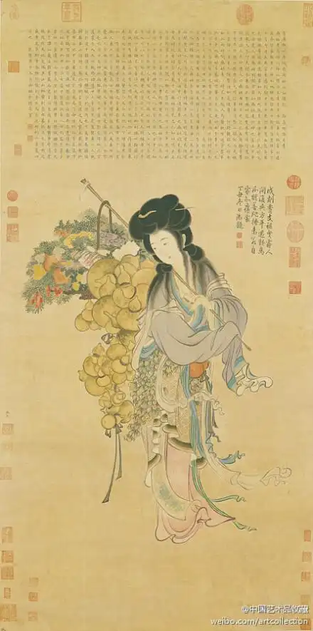 人物画#【 南宋 马和之(传)《画麻姑仙像》 】立轴,纸本设色,124.