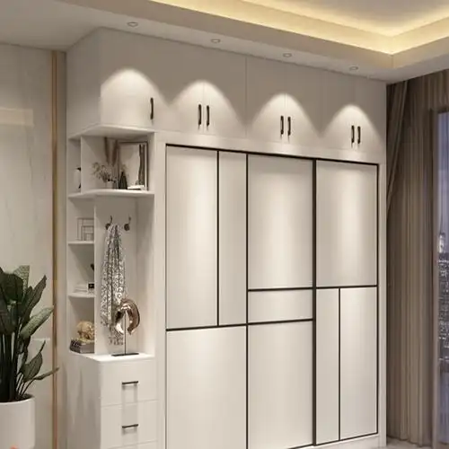 闪电侠衣柜简约现代家用卧室推拉门衣柜三门白色移门衣橱小户型柜子