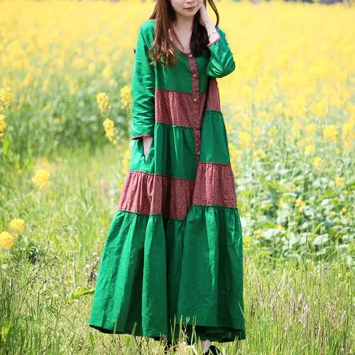 喜欢棉麻宽松连衣裙 中长款的还喜欢