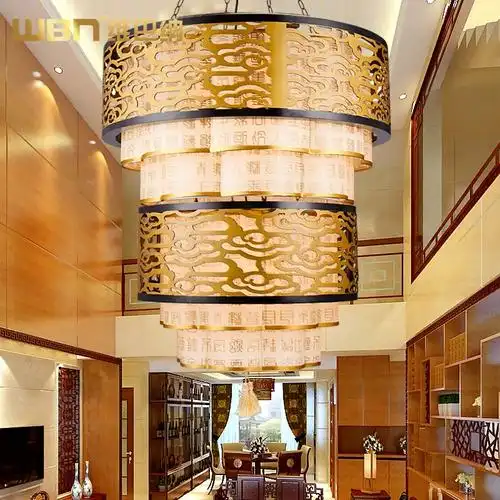 中式仿古吊灯餐厅包间实木多头复宫灯茶楼定制灯中国风工程灯具