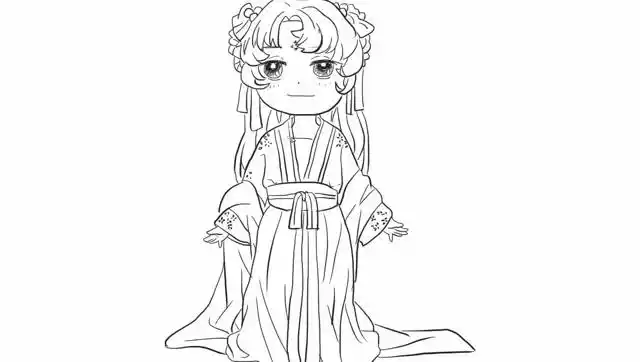 萌萌的q版汉服女孩儿童亲子简笔画宝宝轻松学画画