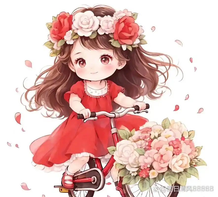 萌萌的可爱动漫单车小女孩.