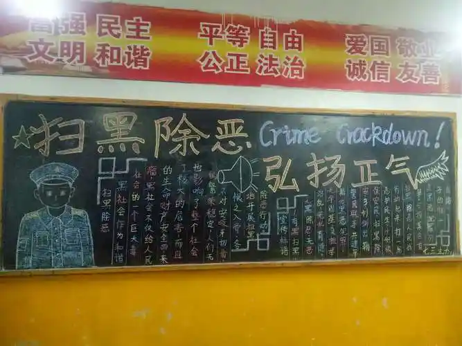 三是各班办了一期扫黑除恶板报