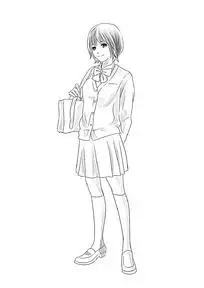 侧身站立的小女孩简笔画