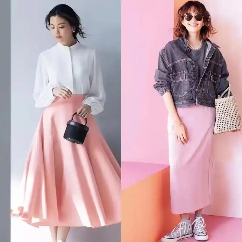 原创粉色有"甜甜味道"的初夏搭配:裙子,上衣这样穿!淡雅脱俗