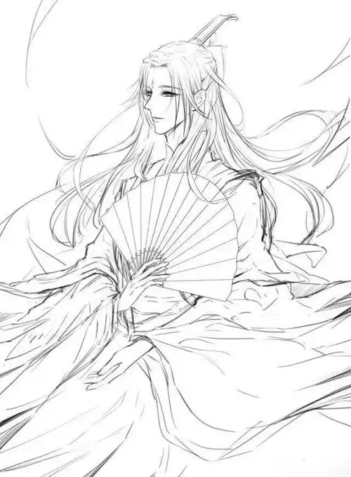 古风汉服人物手绘线稿120张效果图线稿合集