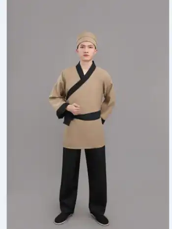 古代农民平民百姓男女成人汉服掌柜古装店小二村姑酒店茶演出服装2022