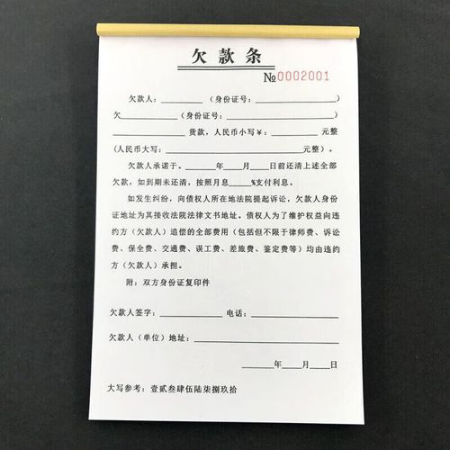 宸学文具 欠条正规模板正规欠款条货款欠款条凭证私人工程款专用单据