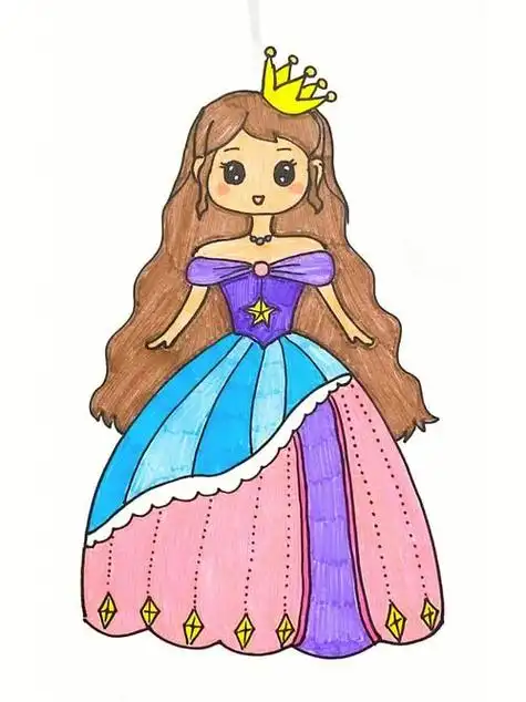 公主简笔画漂亮步骤画法