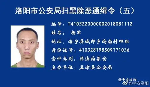 洛阳市公安局发布第五批扫黑除恶通缉令 18岁姑娘涉嫌强迫卖淫
