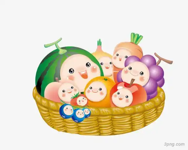 一篮水果宝宝png素材透明免抠图片-其他元素