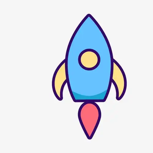 蓝色蓝色手绘火箭元素