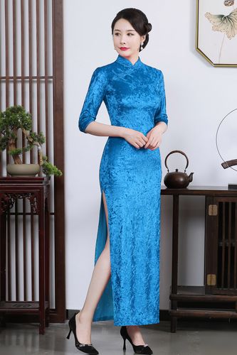丝绒旗袍2022年新款冬季年轻款高档高端气质优雅高贵演出连衣裙