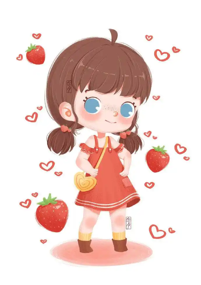 一组水果女孩系列插画
