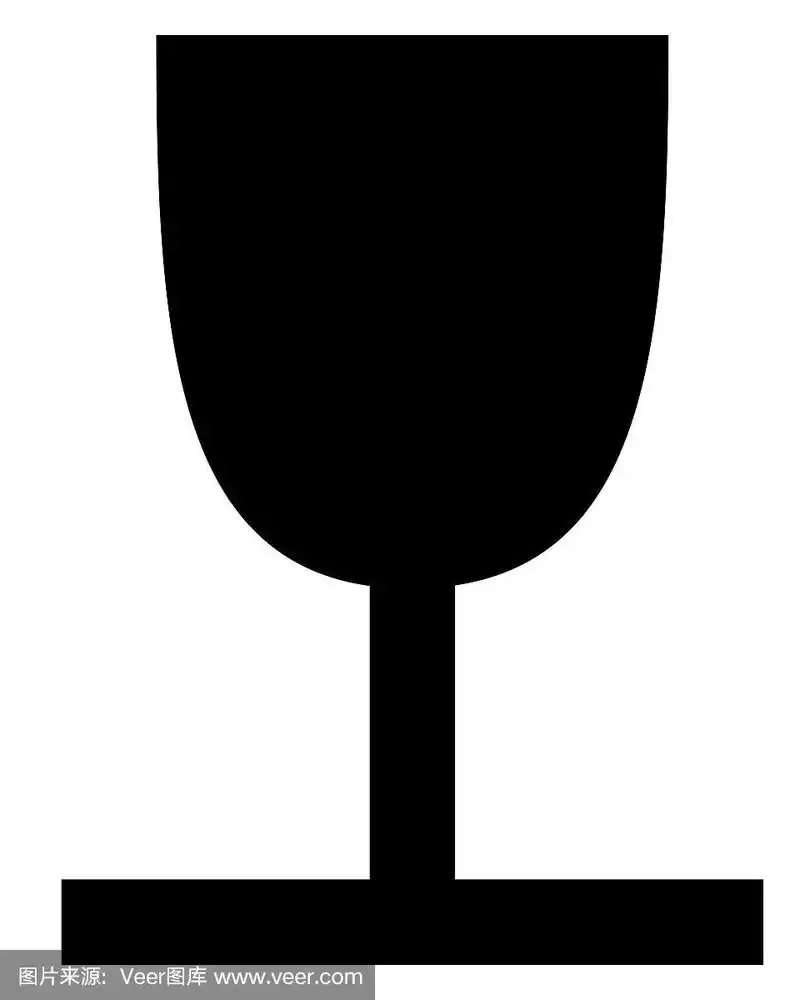 黑色玻璃标志易碎运输包装上隔离白色