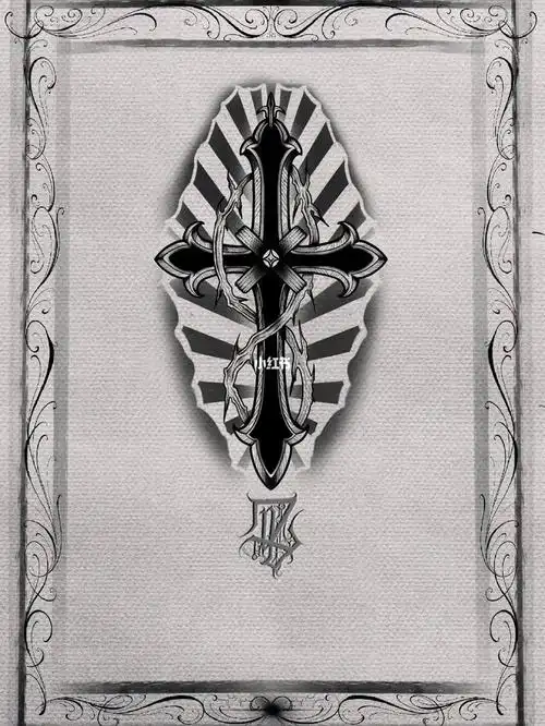 十字架纹身暗黑系纹身哥特石家庄纹身