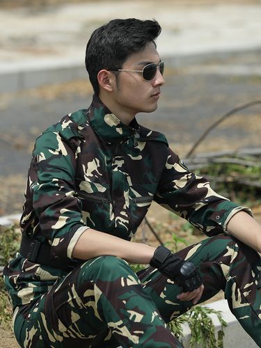 绿色猎人迷彩服工作服套装耐磨劳保服春长袖保安作训外套