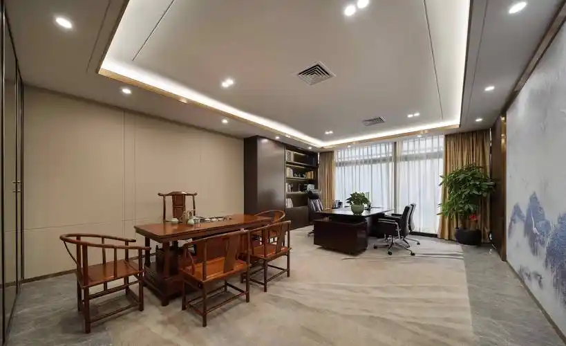 50平中式风格办公室墙面装修效果图