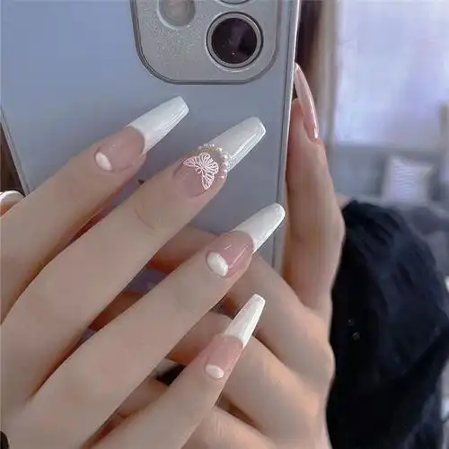 茹诗妮长款穿戴美甲手假指甲贴片网红ins美甲贴片法式链条甲片成品长