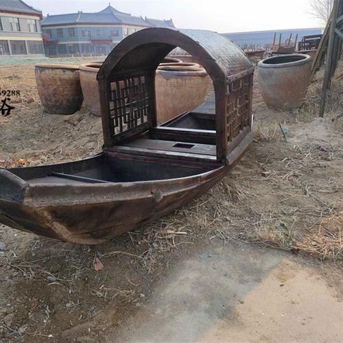 怀旧老式乌篷船带蓬船老木质游b船老式渔船老船桨民俗展示老物件