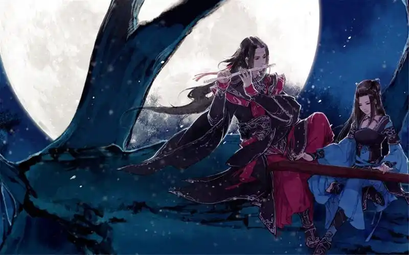 唯美中国古风人物爱情手绘壁纸图片下载